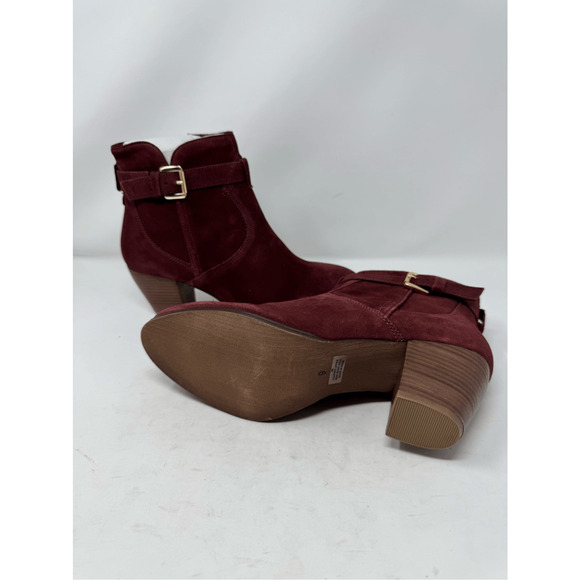 Diba Womens Shoes Boots Sz 7.5 Burgundy Red Suede Leather Heeled Chic Casual New - Picture 4 of 11
